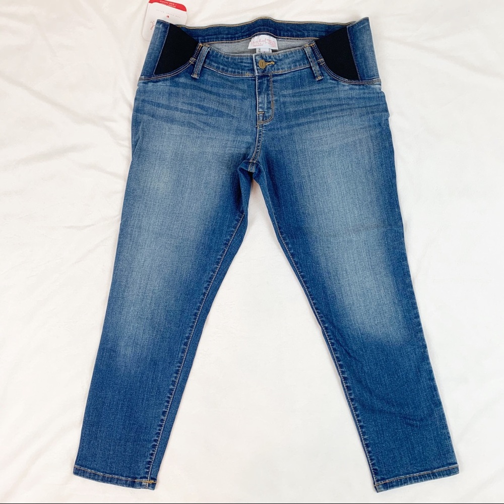 maternity skinny crop jeans side panel size 8